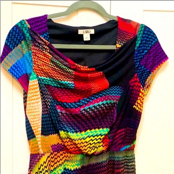 Beautiful Multi Color Dress With Gorgeous Pattern Sz SML FIRM!! - Picture 2 of 5